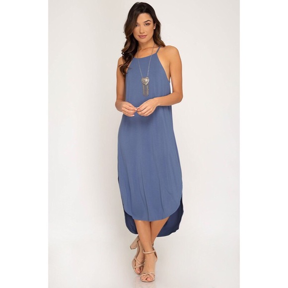 dusty blue casual dress